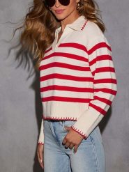 Milan Kiss Sweter w kolorze kremowo-czerwonym rozmiar: M. Brązowe swetry Milan Kiss, m, bez wzorów, bez ramiączek. Za 165.99 zł.