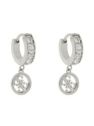 Guess Kolczyki Huggie Me JUBE03 147JW Srebrne rodowanie. Szare kolczyki Guess, srebrne. Za 129.99 zł.