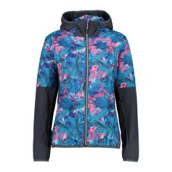 Damska kurtka hybrydowa z kapturem CMP. Niebieskie kurtki CMP, bez wzorów, sportowe, z kapturem. Za 506.50 zł.