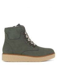 Rieker Botki Y0033-54 Zielony. Zielone botki Rieker, bez wzorów, bez obcasa, na płaskiej podeszwie, bez zapięcia. Za 351.99 zł.