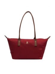 Tommy Hilfiger Torebka Popette East West Tote AW0AW19211 Czerwony. Czerwone shopper bag Tommy Hilfiger, bez wzorów, z materiału, bez dodatków. Za 409.99 zł.
