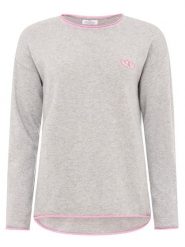 Zwillingsherz Sweter "Double heart" w kolorze szarym rozmiar: M. Szare swetry Zwillingsherz, m, z aplikacjami, z kaszmiru, bez ramiączek. Za 180.06 zł.