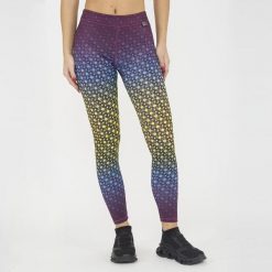 Legginsy do treningu damskie NETMESH. Fioletowe legginsy ELPLAYER, bez wzorów, z dżerseju, sportowe. W wyprzedaży za 84.50 zł.