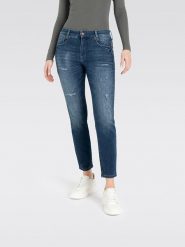 MAC Dżinsy "New Jersey" - Skinny fit - w kolorze niebieskim rozmiar: 36. Niebieskie jeansy MAC, z aplikacjami, z jersey, klasyczne. Za 273.59 zł.