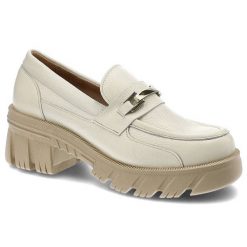 Białe Półbuty Lemar Wygodne Skórzane Buty. Białe półbuty wsuwane Lemar, na lato, z aplikacjami, ze skóry, eleganckie, bez obcasa. Za 329.00 zł.
