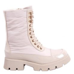 BM Botki sznurowane Merced Beige beżowy. Brązowe botki BM, bez wzorów, z materiału, bez obcasa, bez zapięcia. Za 247.38 zł.