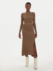 KARL LAGERFELD Sukienka dzianinowa 246W1321 Brązowy Slim Fit. Brązowe sukienki KARL LAGERFELD, xl, bez wzorów, z dzianiny, bez kołnierzyka, bez ramiączek. Za 1,199.00 zł.
