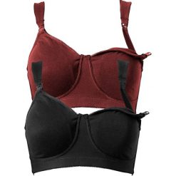 Biustonosz do karmienia piersią (2 pary) bonprix czerwony kasztanowy + czarny. Brązowe biustonosze marki bonprix. Za 75.98 zł.