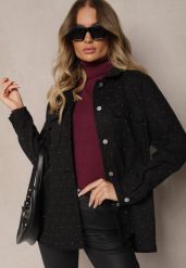 Czarna Koszula z Bawełny na Guziki z Cyrkoniami Nerellia. Czarne koszule Renee, l, z aplikacjami, z bawełny, eleganckie, bez kołnierzyka, bez ramiączek. W wyprzedaży za 127.99 zł.
