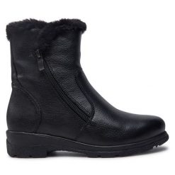 Botki Caprice. Czarne botki Caprice, bez wzorów, bez obcasa, na płaskiej podeszwie, bez zapięcia. Za 319.99 zł.