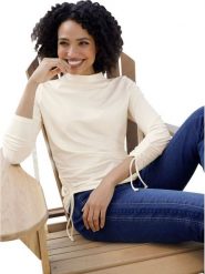 Heine Bluzka w kolorze kremowym rozmiar: 46. Brązowe bluzki Heine, bez wzorów, bez kołnierzyka, bez ramiączek. Za 34.99 zł.