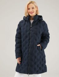 Granatowa kurtka. Kurtki Unisono, s, bez wzorów, z tkaniny, bez kaptura. Za 369.00 zł.