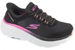Buty do biegania damskie, Slip-Ins: Max Cushioning Endeavour - Cardova. Czarne buty treningowe Skechers, bez wzorów, z materiału, przed kostkę, bez zapięcia, do biegania. Za 449.99 zł.