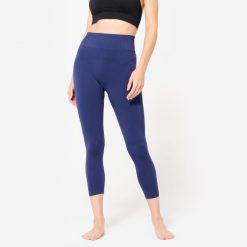 Legginsy do jogi damskie Kimjaly 7/8. Niebieskie legginsy DOMYOS, bez wzorów, z elastanu, sportowe. Za 149.99 zł.