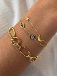 DI GIORGIO Pozłacana bransoletka z elementem ozdobnym rozmiar: onesize. Niebieskie bransoletki DI GIORGIO, z cyrkonią, pozłacane. Za 97.45 zł.