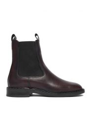 GINO ROSSI Sztyblety C-25818RD-PETRA Bordowy. Czerwone botki Gino Rossi, bez wzorów, ze skóry, bez obcasa, na płaskiej podeszwie, bez zapięcia. Za 299.99 zł.