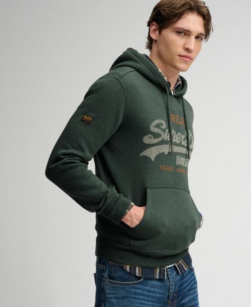 Superdry Bluza z kapturem Vintage Logo Heritage Relaxed. Zielone bluzy Superdry, s, bez wzorów, z materiału, z kapturem. Za 348.80 zł.