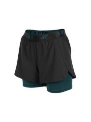 4F Szorty funkcyjne w kolorze zielono-czarnym rozmiar: 3XL. Czarne szorty sportowe 4f, bez wzorów, z materiału, outdoorowe. Za 101.95 zł.
