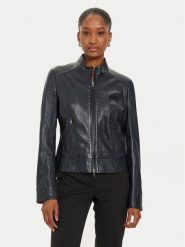 Boss Kurtka skórzana Jabelia 50429850 Granatowy Regular Fit. Niebieskie kurtki Boss, bez wzorów, ze skóry, bez kaptura. Za 2,229.00 zł.
