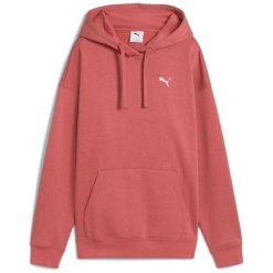 Bluza damska Puma ESS Relaxed Hoodie FL. Czerwone bluzy Puma, bez wzorów, sportowe, bez ramiączek, bez kaptura. Za 168.99 zł.