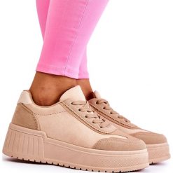 PS1 Damskie Zamszowe Buty Sportowe Beżowe Segurro beżowy. Brązowe buty treningowe PS1, bez wzorów, z gumy, bez zapięcia. Za 139.00 zł.