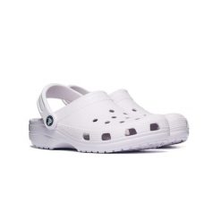 Klapki Crocs CLASSIC 10001-5DK. Fioletowe klapki Crocs, bez wzorów, z materiału, z okrągłym noskiem, bez obcasa, bez zapięcia. Za 199.00 zł.