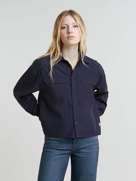 G-Star Bluzka w kolorze granatowym rozmiar: XL. Niebieskie bluzki G-Star, xl, bez wzorów, retro, bez kołnierzyka, bez ramiączek. Za 152.98 zł.