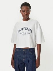 Calvin Klein Jeans T-Shirt LV047F813G Biały Boxy Fit. Białe t-shirty Calvin Klein Jeans, s, bez wzorów, z bawełny, bez kołnierzyka, bez ramiączek. Za 209.99 zł.