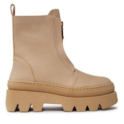 Botki R.Polański. Brązowe botki R.Polański, bez wzorów, bez obcasa, na płaskiej podeszwie, bez zapięcia. Za 339.99 zł.