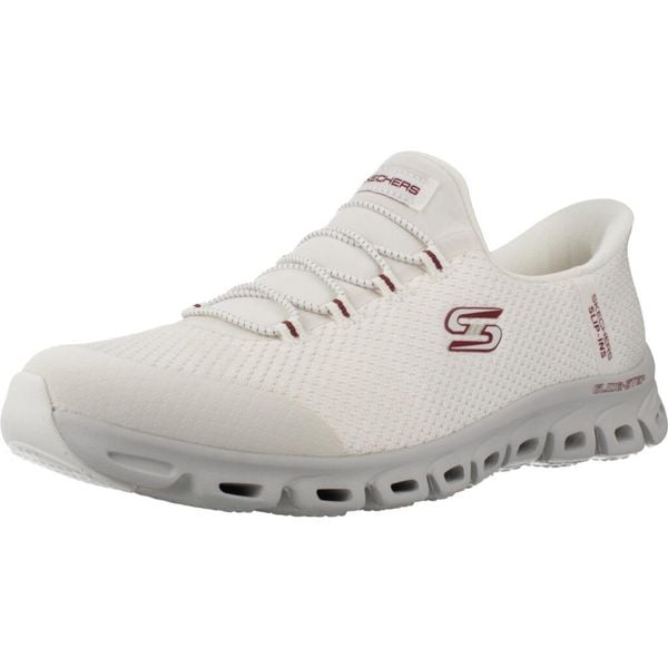 Buty SKECHERS SLIP-INS GLIDE STEP VIBEY Biały. Białe buty trekkingowe Skechers, bez wzorów, z tkaniny, bez zapięcia, trekkingowe. Za 332.99 zł.