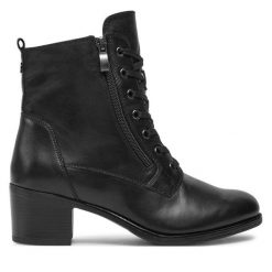 Trzewiki Caprice. Czarne botki Caprice, bez wzorów, bez obcasa, na słupku, bez zapięcia. Za 319.99 zł.
