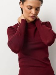 Dopasowany sweter z wiskozą - różowy. Czerwone swetry Sinsay, l, bez wzorów, z wiskozy, bez ramiączek. Za 35.99 zł.