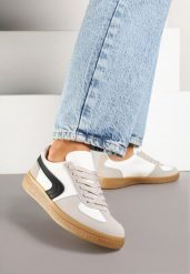 Biało-Czarne Casualowe Sneakersy Typu Kultowe Tenisówki Ablerri. Białe trampki Renee, bez wzorów, klasyczne, bez zapięcia. W wyprzedaży za 75.99 zł.