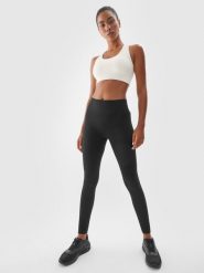 4F Legginsy treningowe bezszwowe z wysokim stanem damskie - czarne XS/S. Czarne legginsy 4f, bez wzorów, z dzianiny, klasyczne. Za 129.99 zł.