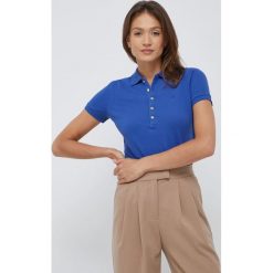Lauren Ralph Lauren polo 200679219075 damski z kołnierzykiem. Niebieskie t-shirty Lauren Ralph Lauren, bez wzorów, z dzianiny, bez kołnierzyka, bez ramiączek. W wyprzedaży za 244.99 zł.
