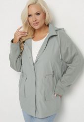 Jasnozielona Kurtka Wiatrówka z Odpinanym Kapturem i Ściągaczami Arseli. Zielone kurtki Born2be, plus size, bez wzorów, z jeansu, eleganckie. Za 189.99 zł.