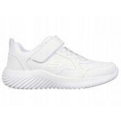 BUTY sportowe SKECHERS BOUNDER 405626L-WHT lekkie białe na rzepę 36,5. Białe buty treningowe Skechers, bez wzorów, bez zapięcia. Za 165.00 zł.