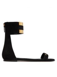 Elisabetta Franchi Sandały SA-88L-62E2-V540 Czarny. Czarne sandały Elisabetta Franchi, bez wzorów, ze skóry, bez obcasa, na płaskiej podeszwie, bez zapięcia. Za 2,299.00 zł.