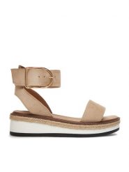 DeeZee Sandały CEO-WS091-01 Beżowy. Brązowe sandały DeeZee, bez wzorów, z materiału, bez obcasa, na płaskiej podeszwie, bez zapięcia. Za 119.99 zł.