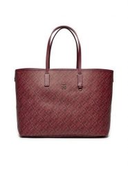 Tommy Hilfiger Torebka Monoplay AW0AW16441 Czerwony. Czerwone shopper bag Tommy Hilfiger, bez wzorów, ze skóry, bez dodatków. Za 949.99 zł.