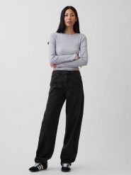GAP Dżinsy - Barrel fit - w kolorze czarnym rozmiar: W34. Czarne jeansy GAP, bez wzorów, z bawełny, klasyczne, z podwyższonym stanem. Za 184.95 zł.