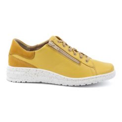 WASAK Półbuty damskie sneakersy skórzane 0720W żółte. Żółte półbuty wsuwane bez wzorów, ze skóry, biznesowe, bez obcasa. Za 408.14 zł.