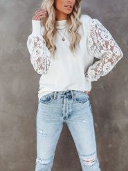 Milan Kiss Bluzka w kolorze białym rozmiar: XL. Białe bluzki Milan Kiss, xl, bez wzorów, z koronki, bez kołnierzyka, bez ramiączek. Za 126.99 zł.