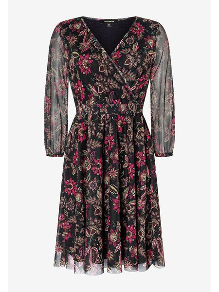 More & More Sukienka w kolorze czarno-różowym rozmiar: 46. Czarne sukienki More & More, bez wzorów, bez kołnierzyka, bez ramiączek, midi, kopertowe. Za 100.99 zł.