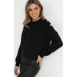 Czarny Sweter Curnow. Czarne swetry Born2be, m, z aplikacjami, z dzianiny, eleganckie, bez ramiączek. W wyprzedaży za 77.99 zł.