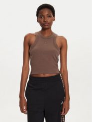 Adidas Top Lounge IY6733 Brązowy Slim Fit. Brązowe topy adidas, l, bez wzorów, z bawełny, bez kołnierzyka, bez ramiączek. Za 99.99 zł.