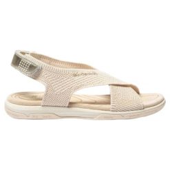 Sandały damskie TBS Jazzfit. Brązowe sandały TBS, bez wzorów, z materiału, eleganckie, bez obcasa, bez zapięcia. Za 326.50 zł.