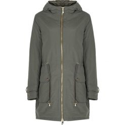 Trussardi Jeans Płaszcz "Parka". Płaszcze TRUSSARDI, z aplikacjami, z jeansu, bez kaptura. Za 599.00 zł.