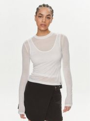 Calvin Klein Jeans Bluzka J20J223323 Biały Slim Fit. Białe bluzki Calvin Klein Jeans, l, bez wzorów, z jeansu, bez kołnierzyka, bez ramiączek. Za 329.99 zł.