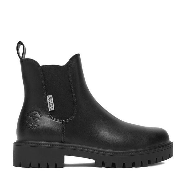Sztyblety Beverly Hills Polo Club. Czarne botki Beverly Hills Polo Club, bez wzorów, bez obcasa, na płaskiej podeszwie, bez zapięcia. Za 229.99 zł.